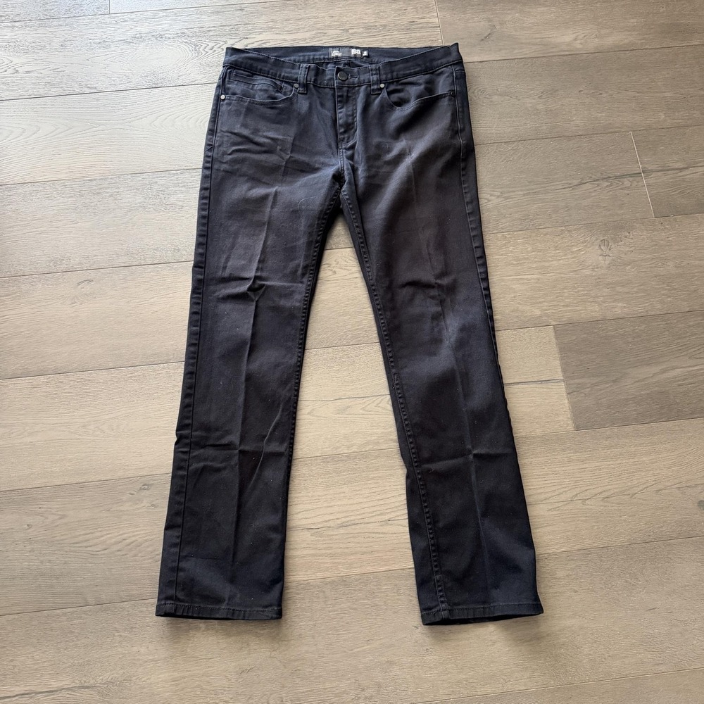 RSQ London Skinny Jeans Mens 36x32 Black Slim Fit Stretch Denim Dark Wash
